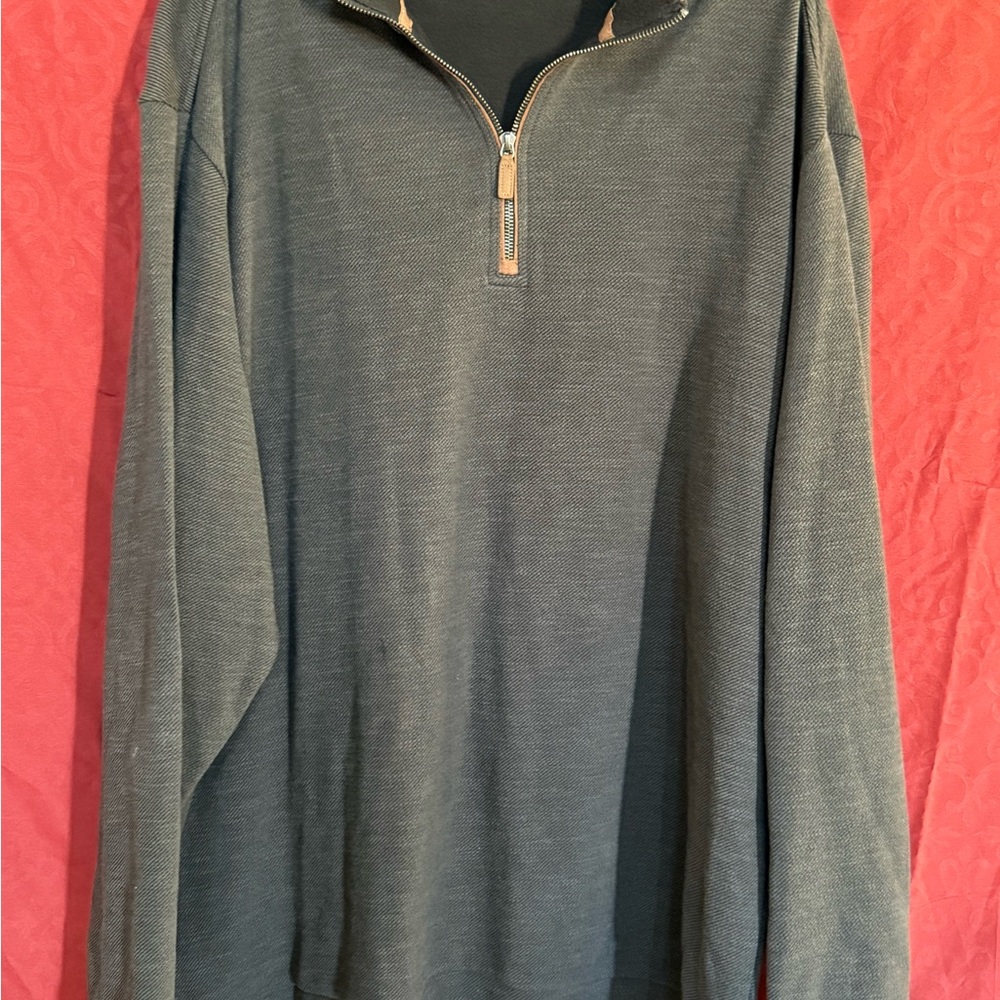 Roundtree & Yorke Men’s 2XT Cotton 1/4 Zip Sweater Gray Textured Knit Pullover